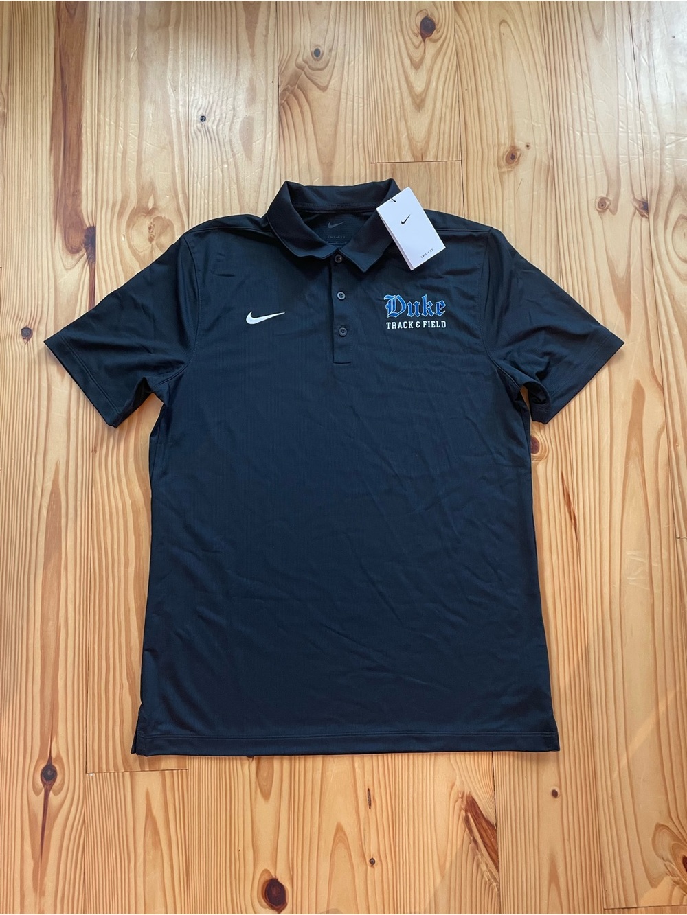Nike Black Duke Track & Field Polo with White Swoosh